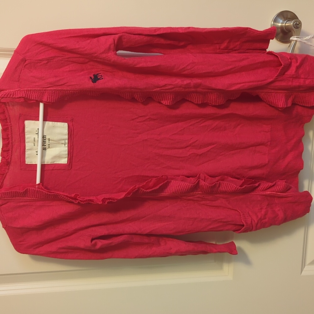 Abercrombie & Fitch pink ruffle cardigan